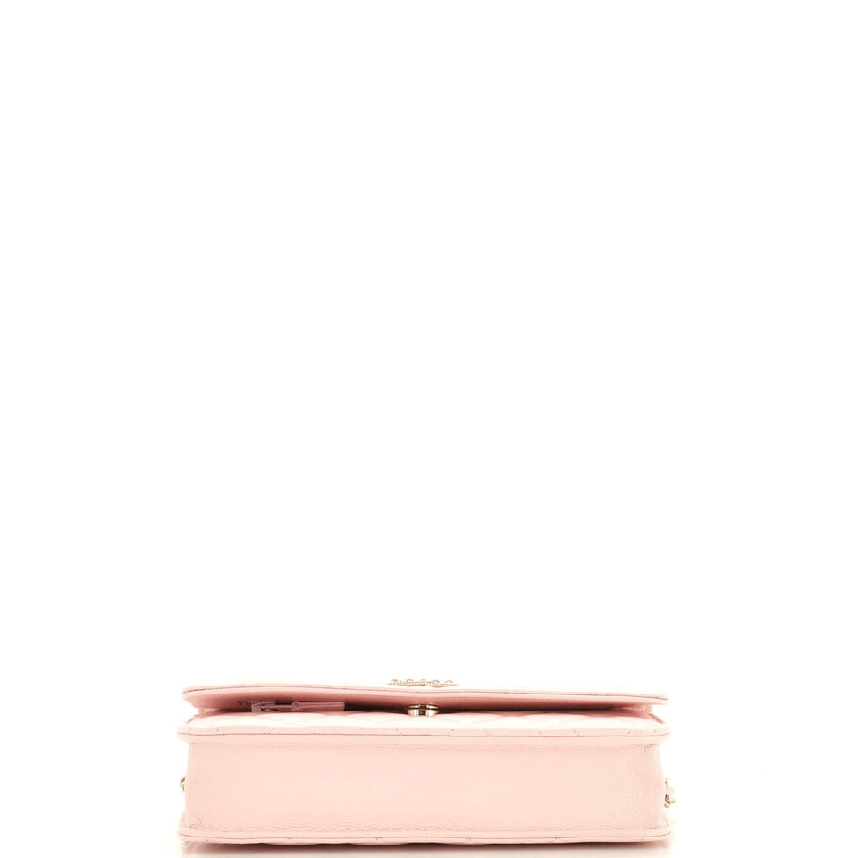 Twisted Crystals CC Wallet on Chain Quilted Caviar
