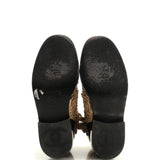Women's CC Flowers Combat Boots Leather with Applique and Grosgrain