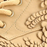 Women's CC Flowers Combat Boots Leather with Applique and Grosgrain