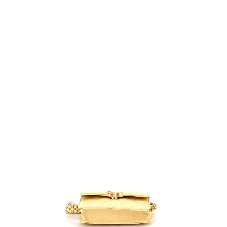 Melody Flap Card Holder on Chain Quilted Caviar