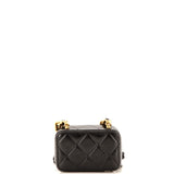 Lacquered Metal CC Zip Around Card Holder on Chain Quilted Lambskin
