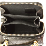 Lacquered Metal CC Zip Around Card Holder on Chain Quilted Lambskin