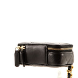 Lacquered Metal CC Zip Around Card Holder on Chain Quilted Lambskin