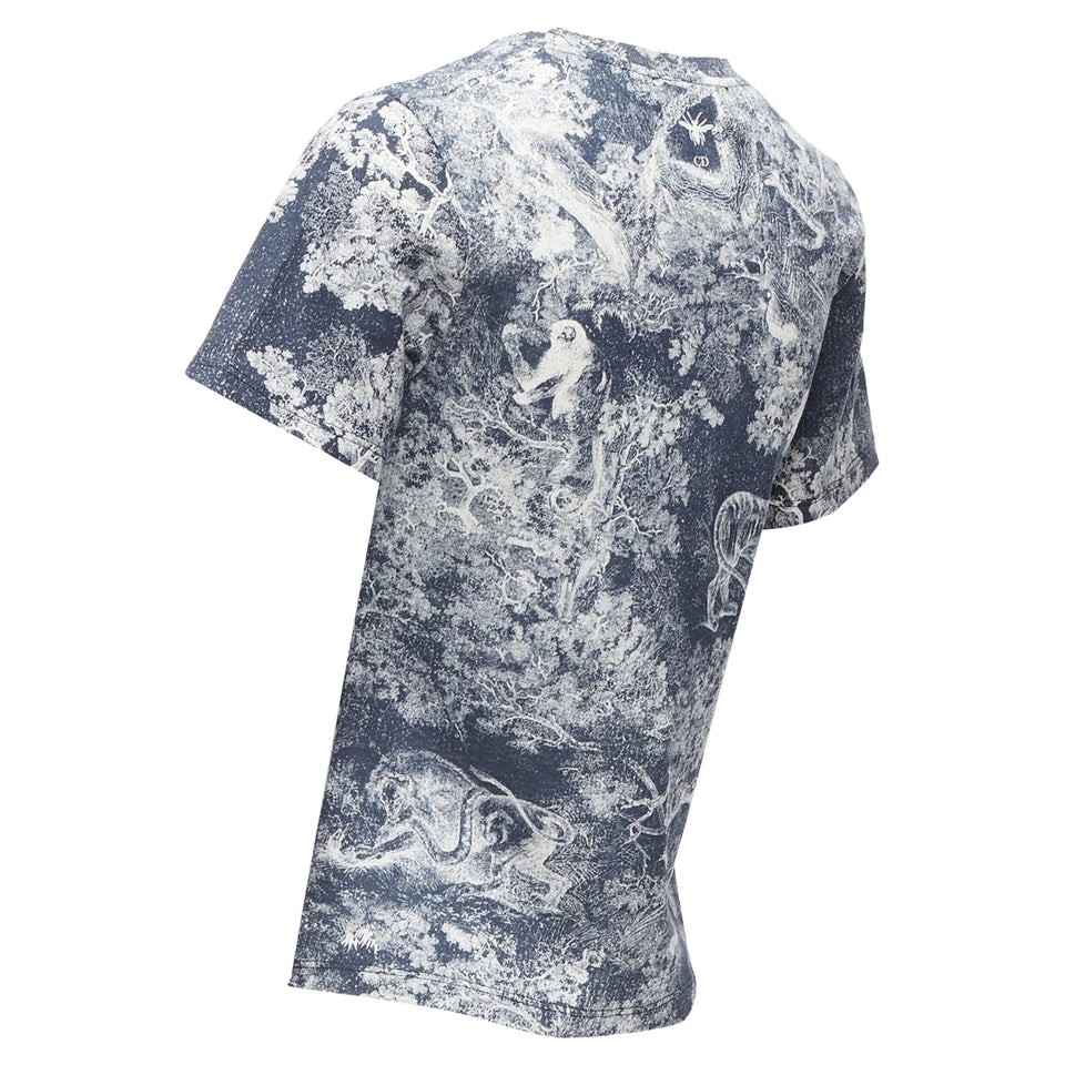 Dior Toile De Jouy Tree Tiger Print Cotton Linen Casual Tshirt