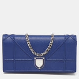 Navy Blue Leather Diorama Wallet On Chain
