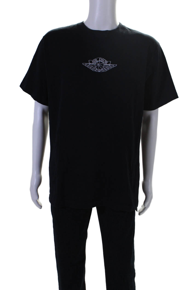 Dior Mens Short Sleeves Pullover Tee Shirt Black Cotton