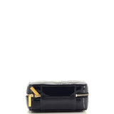 Woven Chain Top Handle Vanity Case Quilted Patent Mini