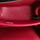 Woven Chain Top Handle Vanity Case Quilted Patent Mini