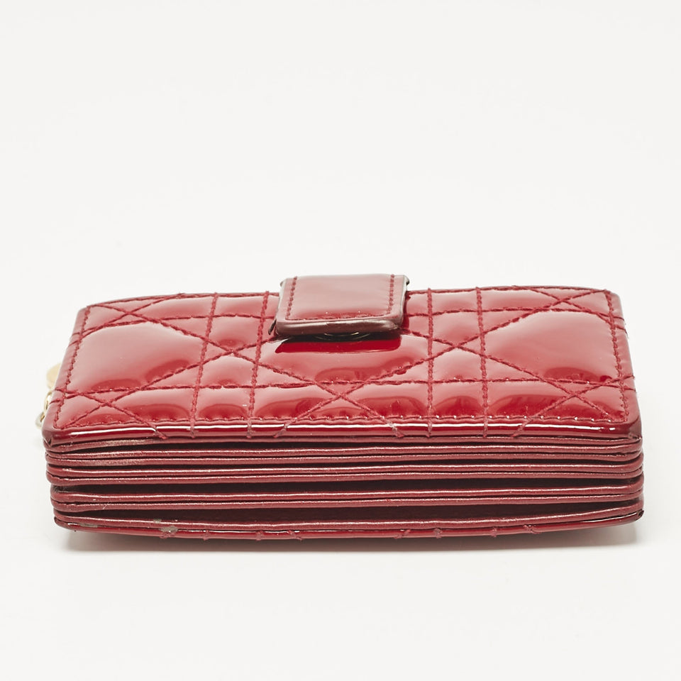 Dior Red Cannage Patent Leather Jasmine Card Holder