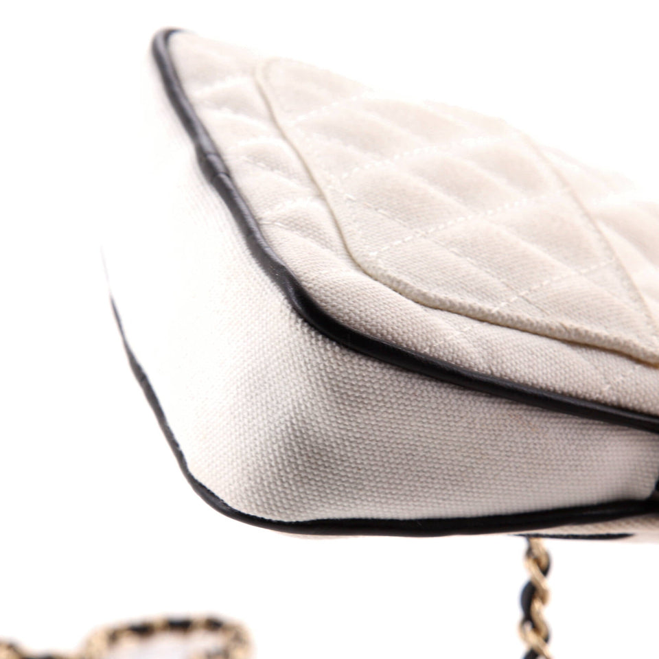 CC Tennis Racket Clutch with Chain Quilted Canvas and Leather Small