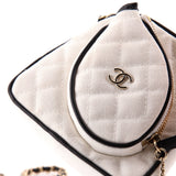 CC Tennis Racket Clutch with Chain Quilted Canvas and Leather Small