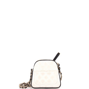 CC Tennis Racket Clutch with Chain Quilted Canvas and Leather Small