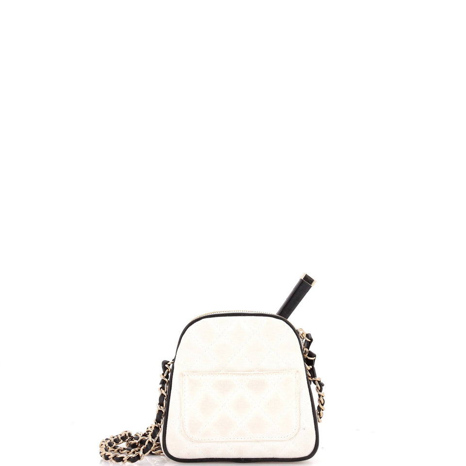 CC Tennis Racket Clutch with Chain Quilted Canvas and Leather Small