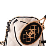 CC Tennis Racket Clutch with Chain Quilted Canvas and Leather Small