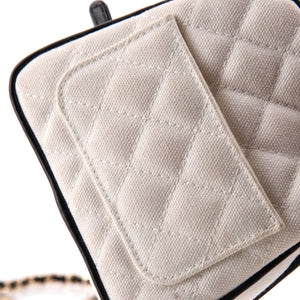 CC Tennis Racket Clutch with Chain Quilted Canvas and Leather Small