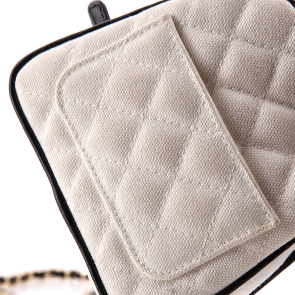 CC Tennis Racket Clutch with Chain Quilted Canvas and Leather Small