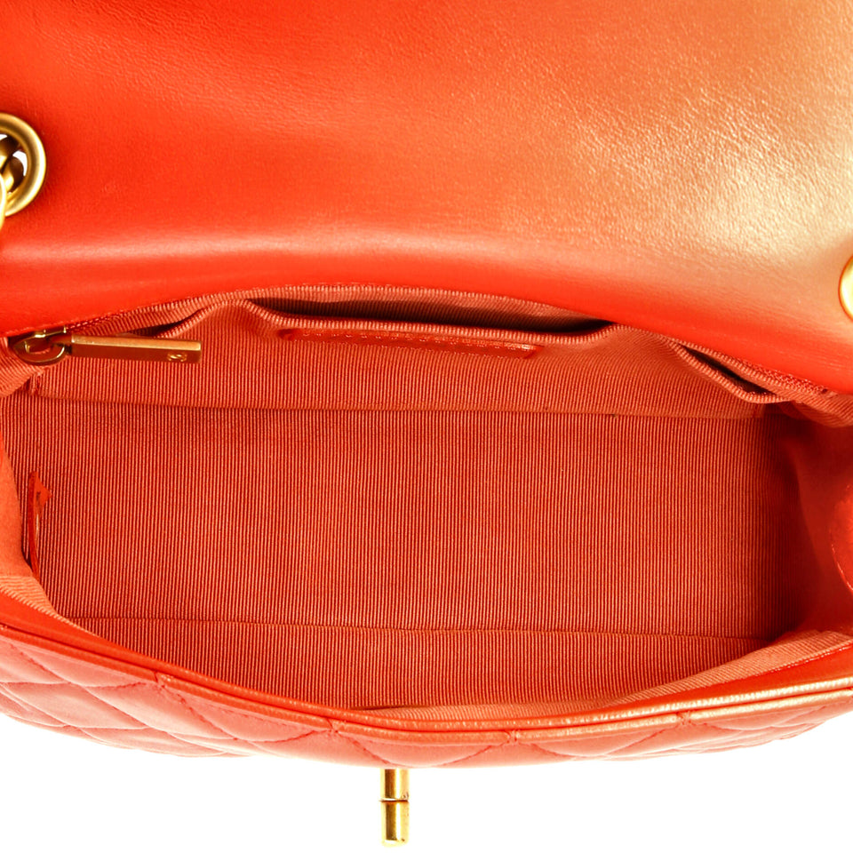 Pearl Samba Resin Chain Flap Bag Quilted Lambskin Mini