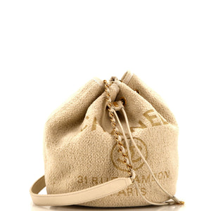 Deauville Drawstring Bucket Bag Velvet Medium