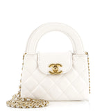 Kelly Top Handle Clutch with Chain Quilted Shiny Aged Calfskin