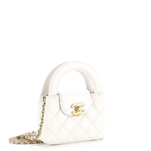 Kelly Top Handle Clutch with Chain Quilted Shiny Aged Calfskin