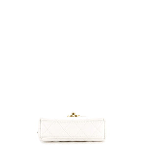 Kelly Top Handle Clutch with Chain Quilted Shiny Aged Calfskin