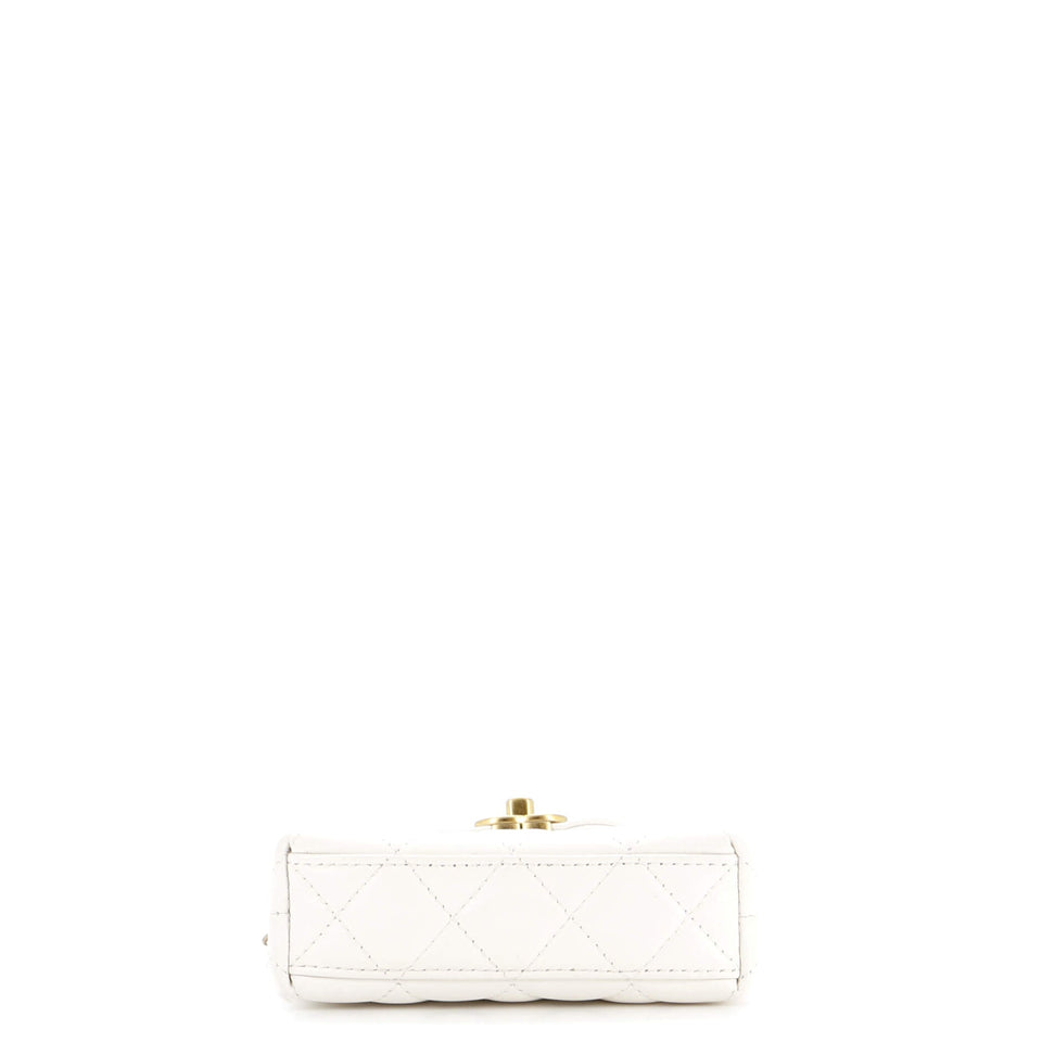 Kelly Top Handle Clutch with Chain Quilted Shiny Aged Calfskin