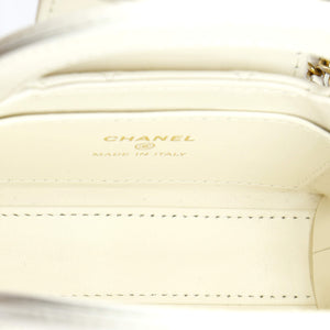 Kelly Top Handle Clutch with Chain Quilted Shiny Aged Calfskin