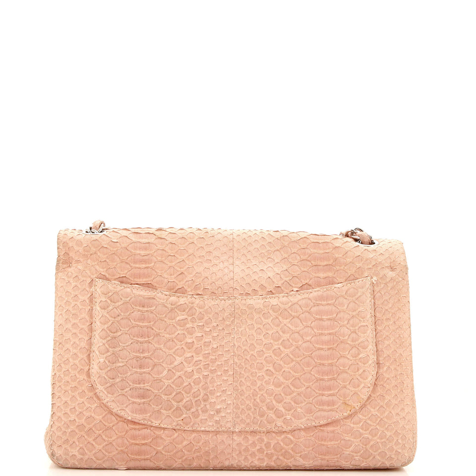 Classic Double Flap Bag Python Jumbo