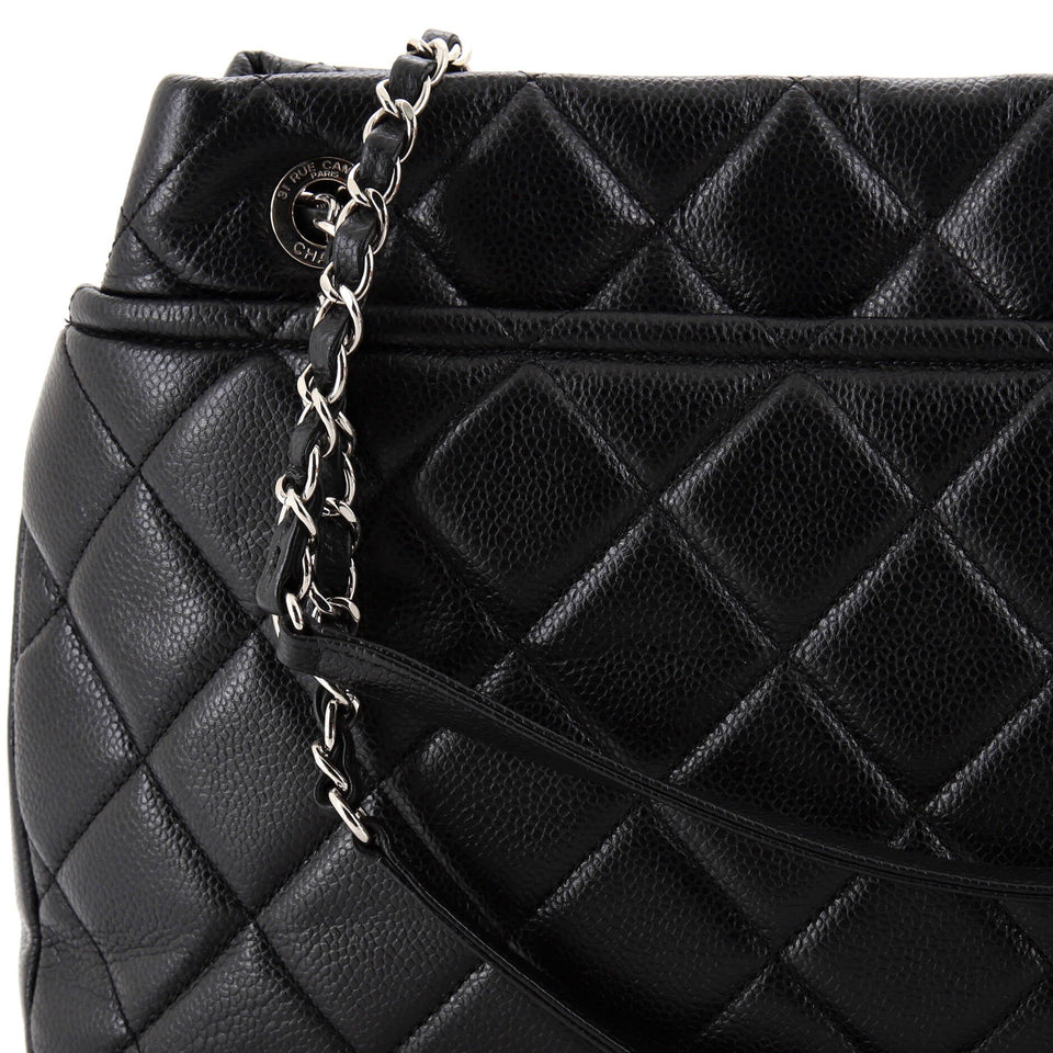 Timeless CC Soft Tote Quilted Caviar Medium