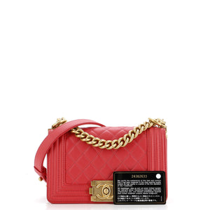 Boy Flap Bag Quilted Caviar Small