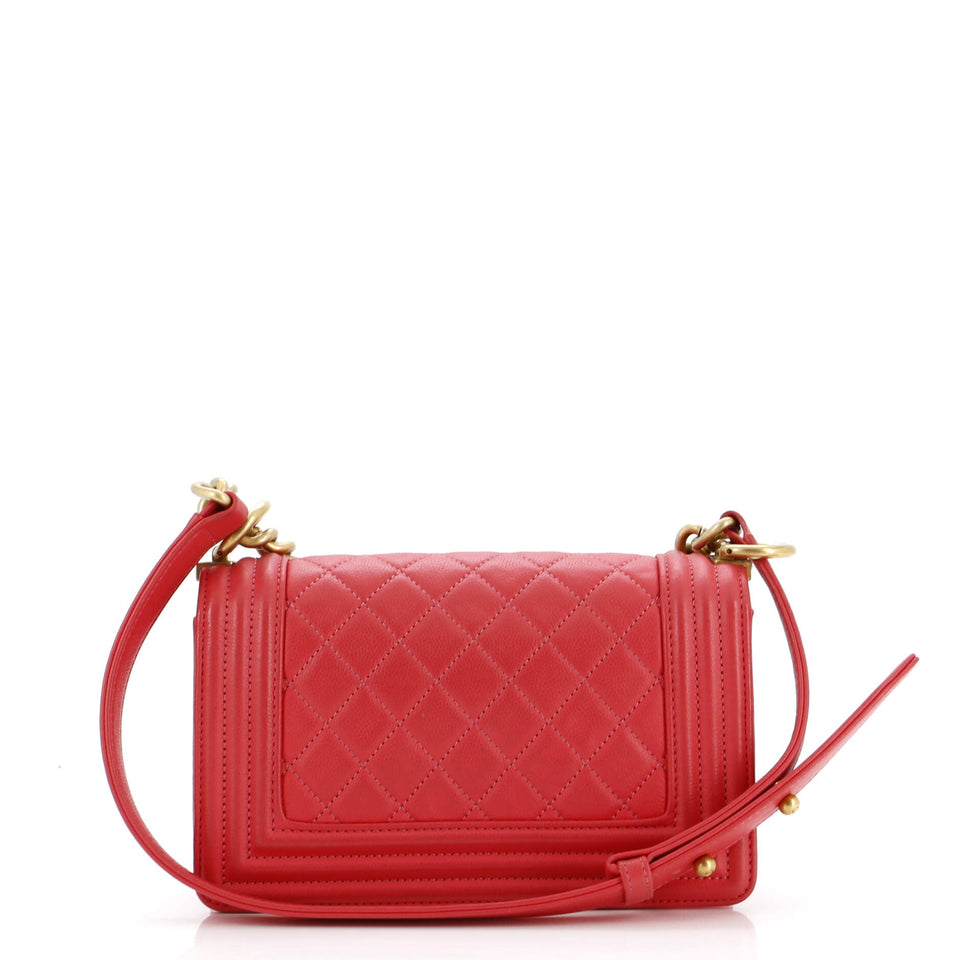 Boy Flap Bag Quilted Caviar Small