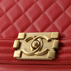 Boy Flap Bag Quilted Caviar Small