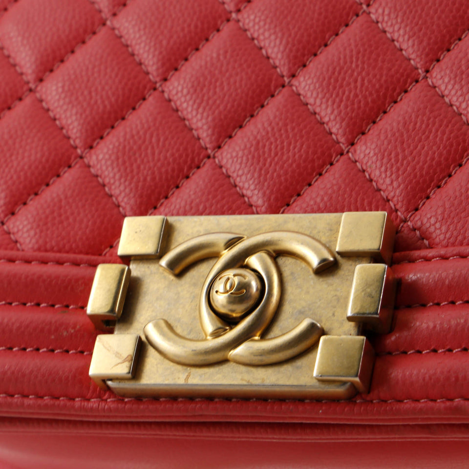 Boy Flap Bag Quilted Caviar Small