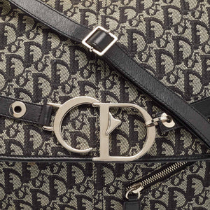 Dior Black Diorissimo Canvas And Leather Cd Logo Flap Messenger Bag
