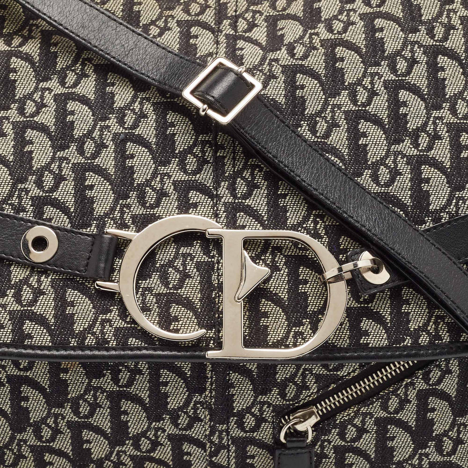 Dior Black Diorissimo Canvas And Leather Cd Logo Flap Messenger Bag
