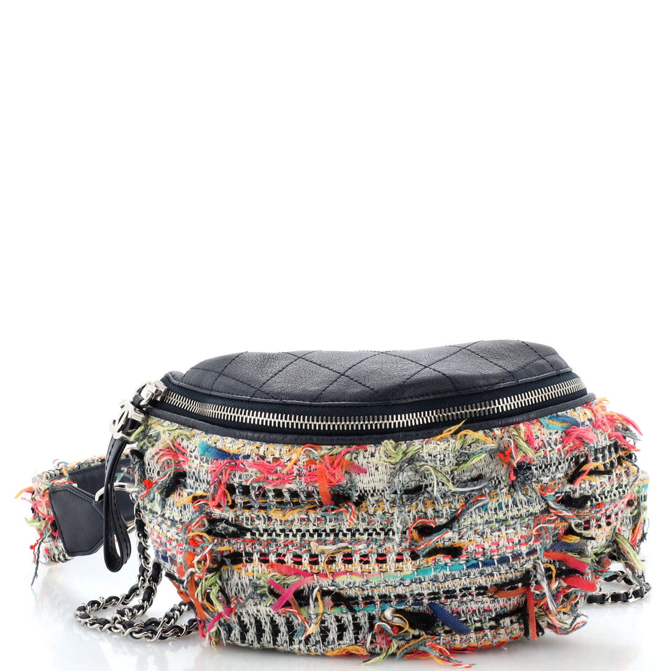 Convertible Waist Bag Tweed with Quilted Leather