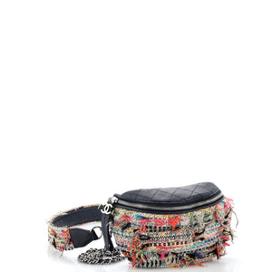 Convertible Waist Bag Tweed with Quilted Leather