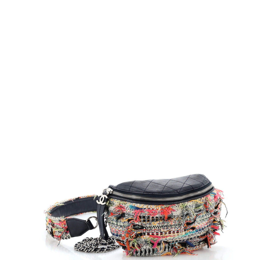 Convertible Waist Bag Tweed with Quilted Leather