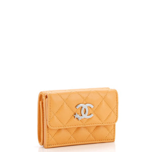 CC Stars Trifold Flap Wallet Quilted Lambskin Small