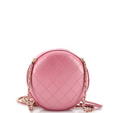 Round Chain Crossbody Bag Stitched Calfskin Small