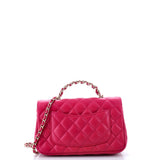 Crystal Chain Flap Top Handle Bag Quilted Lambskin Small