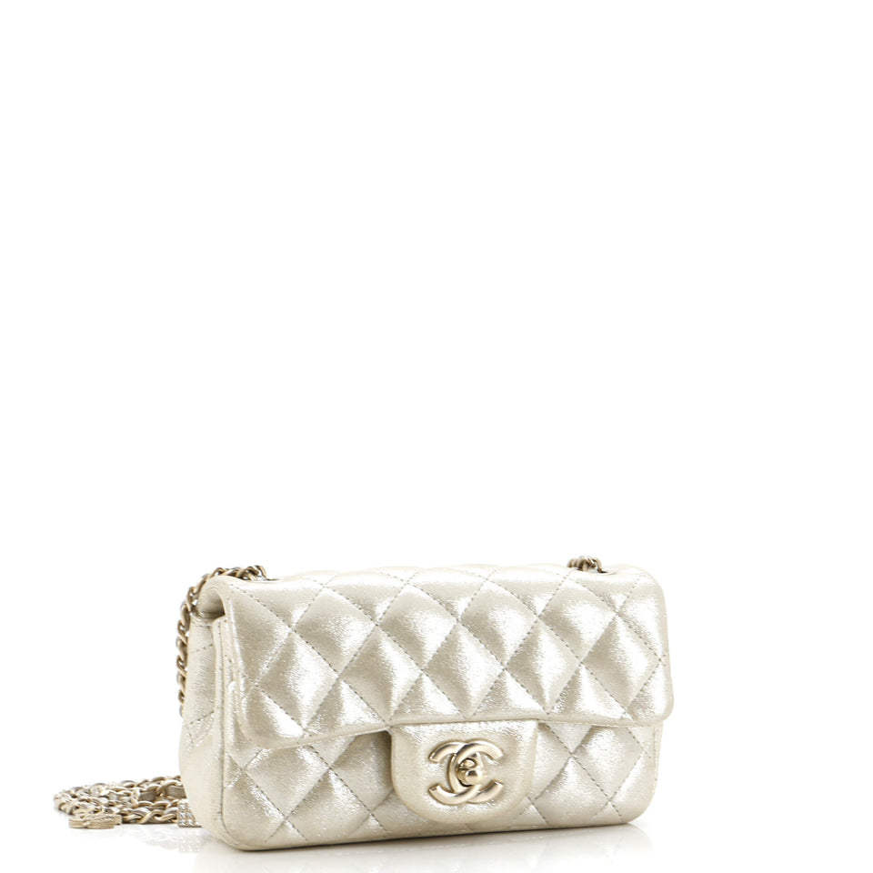 Crystal Dice Classic Single Flap Bag Quilted Iridescent Calfskin Extra Mini