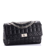 Vintage Chocolate Bar Mademoiselle Chain Flap Bag Quilted Leather Medium