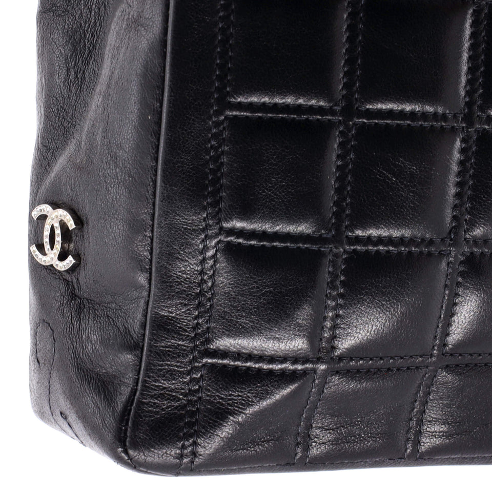 Vintage Chocolate Bar Mademoiselle Chain Flap Bag Quilted Leather Medium