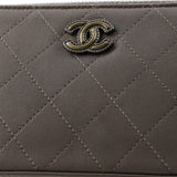 CC Double Zip Clutch with Chain Quilted Lambskin