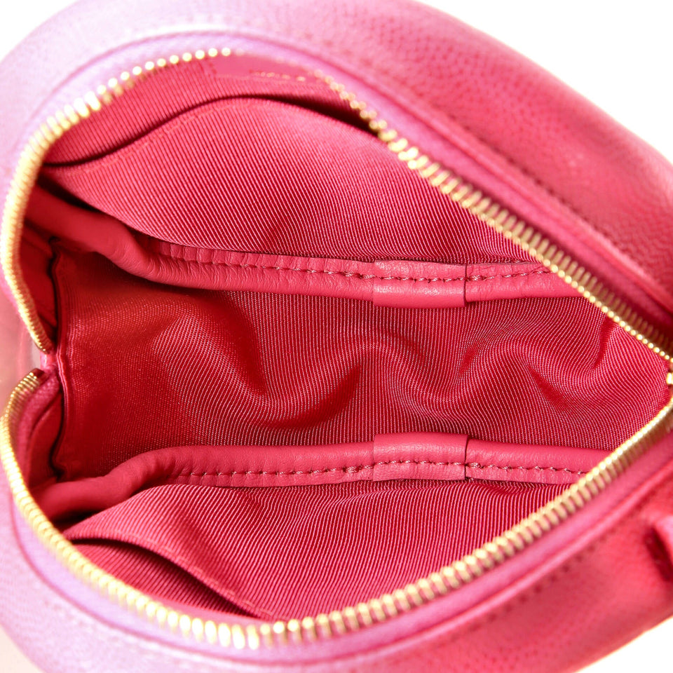 Round Clutch with Chain Quilted Caviar Mini