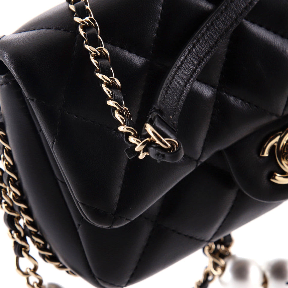 My Precious Pearls Chain Flap Bag Quilted Lambskin Small