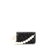 Pearl Strap Clutch with Chain Quilted Calfskin