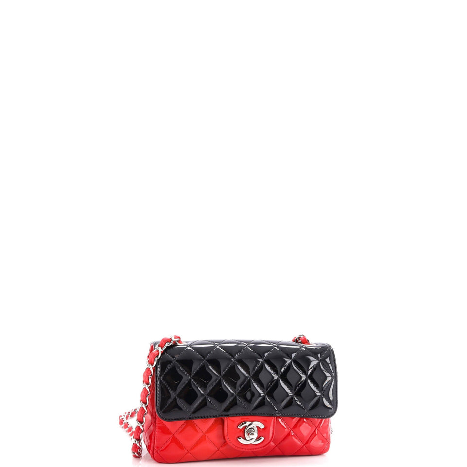 Bicolor Classic Single Flap Bag Quilted Patent Mini
