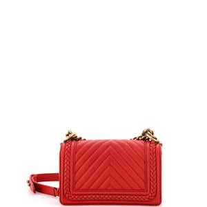 Braided Boy Flap Bag Chevron Caviar Small